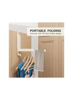 The Bros Over The Door Hooks Hanger, Foldable Portable Over the Door Hooks Hanger with Towel Racks for Laundry Bathroom Bedroom (Milky White, 1 Pack)  - Image 3