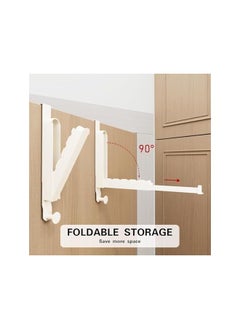 The Bros Over The Door Hooks Hanger, Foldable Portable Over the Door Hooks Hanger with Towel Racks for Laundry Bathroom Bedroom (Milky White, 1 Pack)  - Image 4
