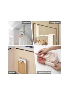 The Bros Over The Door Hooks Hanger, Foldable Portable Over the Door Hooks Hanger with Towel Racks for Laundry Bathroom Bedroom (Milky White, 1 Pack)  - Image 5