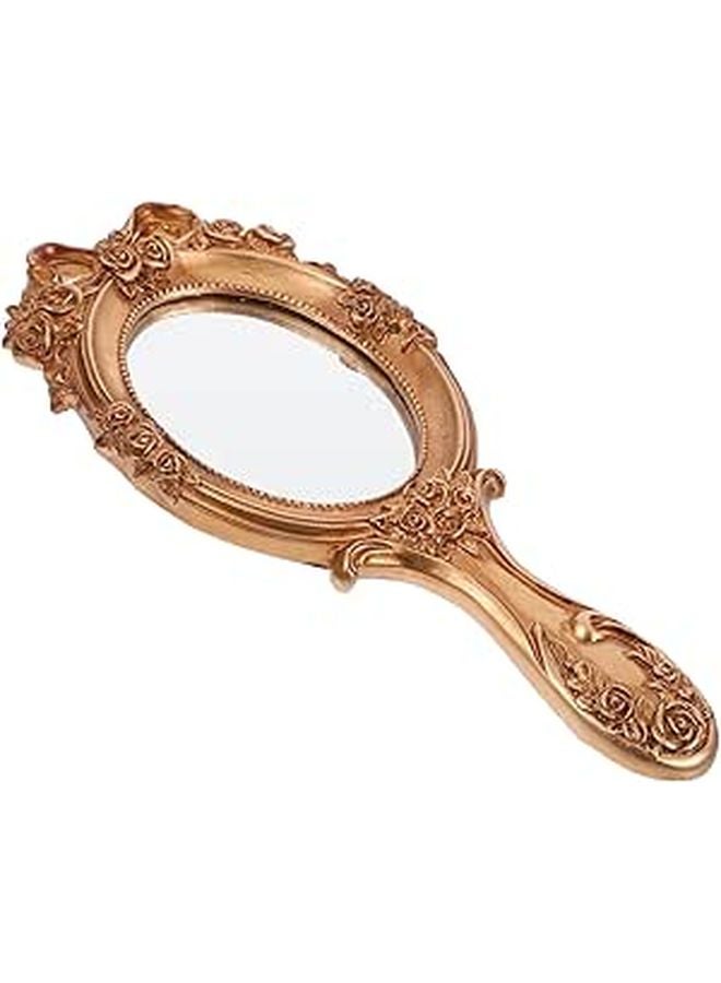 Vintage Hand Mirror 3D Embossed Design Portable Makeup Mirror Handheld - Image 1