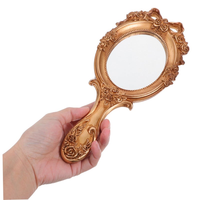 Vintage Hand Mirror 3D Embossed Design Portable Makeup Mirror Handheld - Image 5
