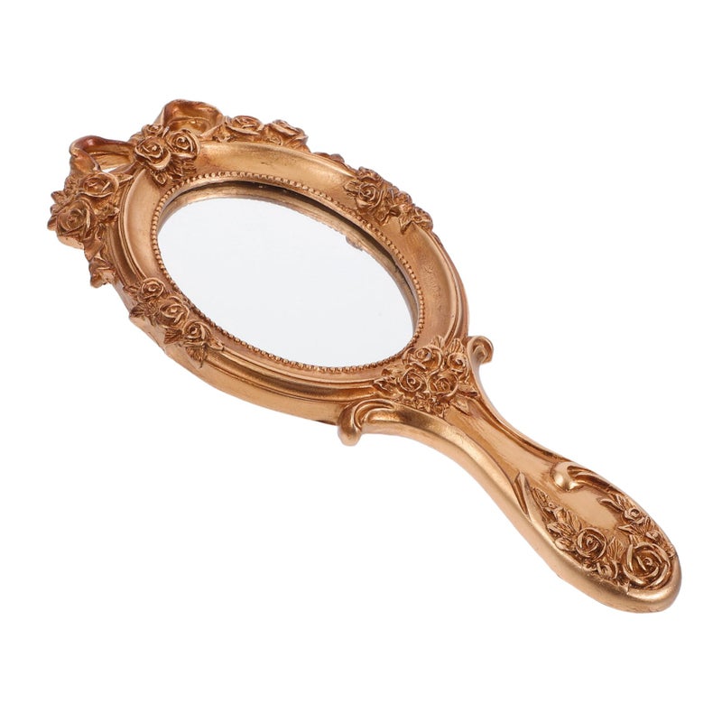 Vintage Hand Mirror 3D Embossed Design Portable Makeup Mirror Handheld - Image 2
