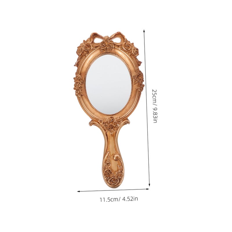 Vintage Hand Mirror 3D Embossed Design Portable Makeup Mirror Handheld - Image 3