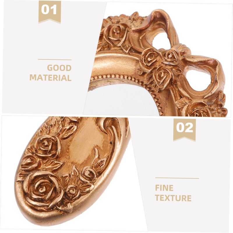 Vintage Hand Mirror 3D Embossed Design Portable Makeup Mirror Handheld - Image 4