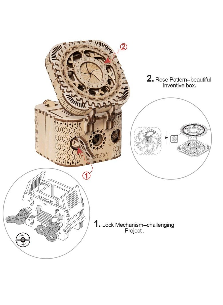 Robotime ROKR Treasure Box Mechanical Gears 3D Wooden Puzzle LK502 Premium 3D Puzzle Building Kits for Adults & Teens - Decorative Home Décor, Ramadan & Holiday Gift (Eid and Birthday) for Puzzle Enthusiasts, Stress Relief STEM Project - Image 5