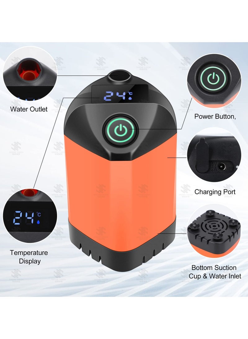 Y&D Portable Shower for Camping, Outdoor Camp Pump, Smart LED Temperature Digital Display, 4800mah Battery, Electric Rechargeable Hot Hiking, Traveling - Image 2