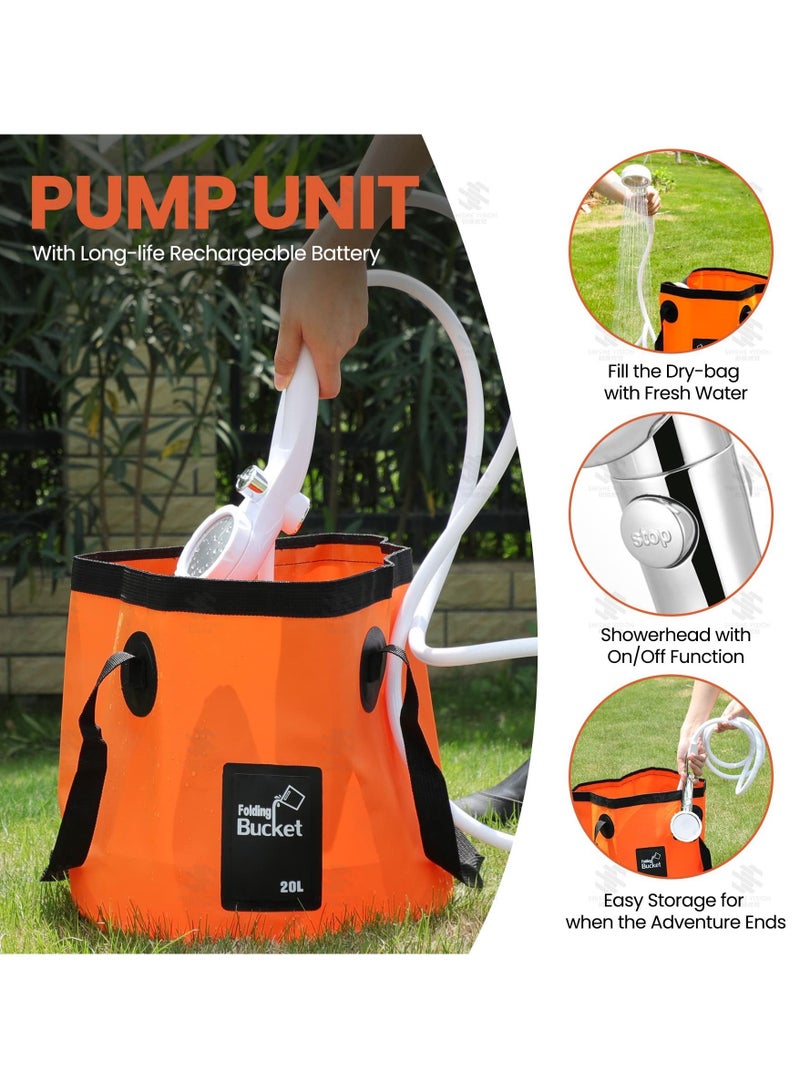 Y&D Portable Shower for Camping, Outdoor Camp Pump, Smart LED Temperature Digital Display, 4800mah Battery, Electric Rechargeable Hot Hiking, Traveling - Image 3