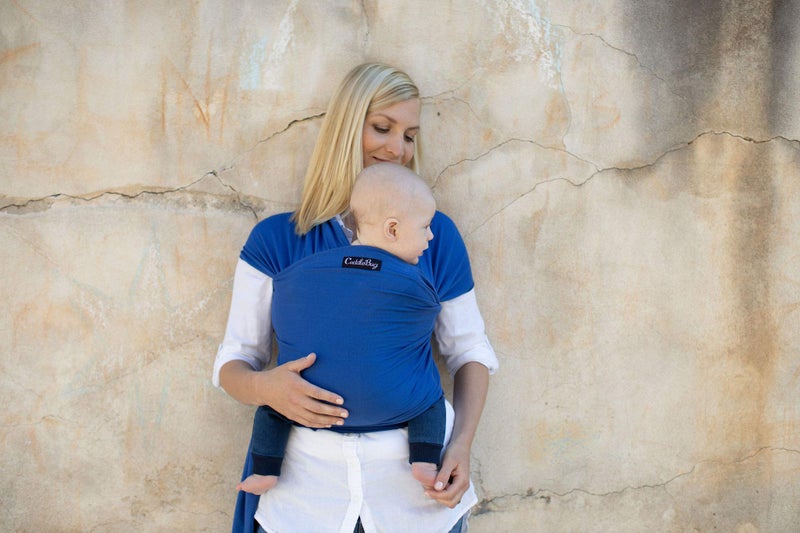 Cuddle Bug CuddleBug Baby Wrap Sling + Carrier - Newborns & Toddlers up to 36 lbs - Hands Free - Gentle, Stretch Fabric - Ideal for Baby Showers - One Size Fits All (Blue) - Image 5