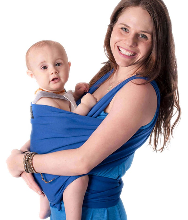 Cuddle Bug CuddleBug Baby Wrap Sling + Carrier - Newborns & Toddlers up to 36 lbs - Hands Free - Gentle, Stretch Fabric - Ideal for Baby Showers - One Size Fits All (Blue) - Image 1