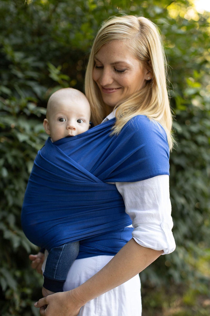 Cuddle Bug CuddleBug Baby Wrap Sling + Carrier - Newborns & Toddlers up to 36 lbs - Hands Free - Gentle, Stretch Fabric - Ideal for Baby Showers - One Size Fits All (Blue) - Image 4