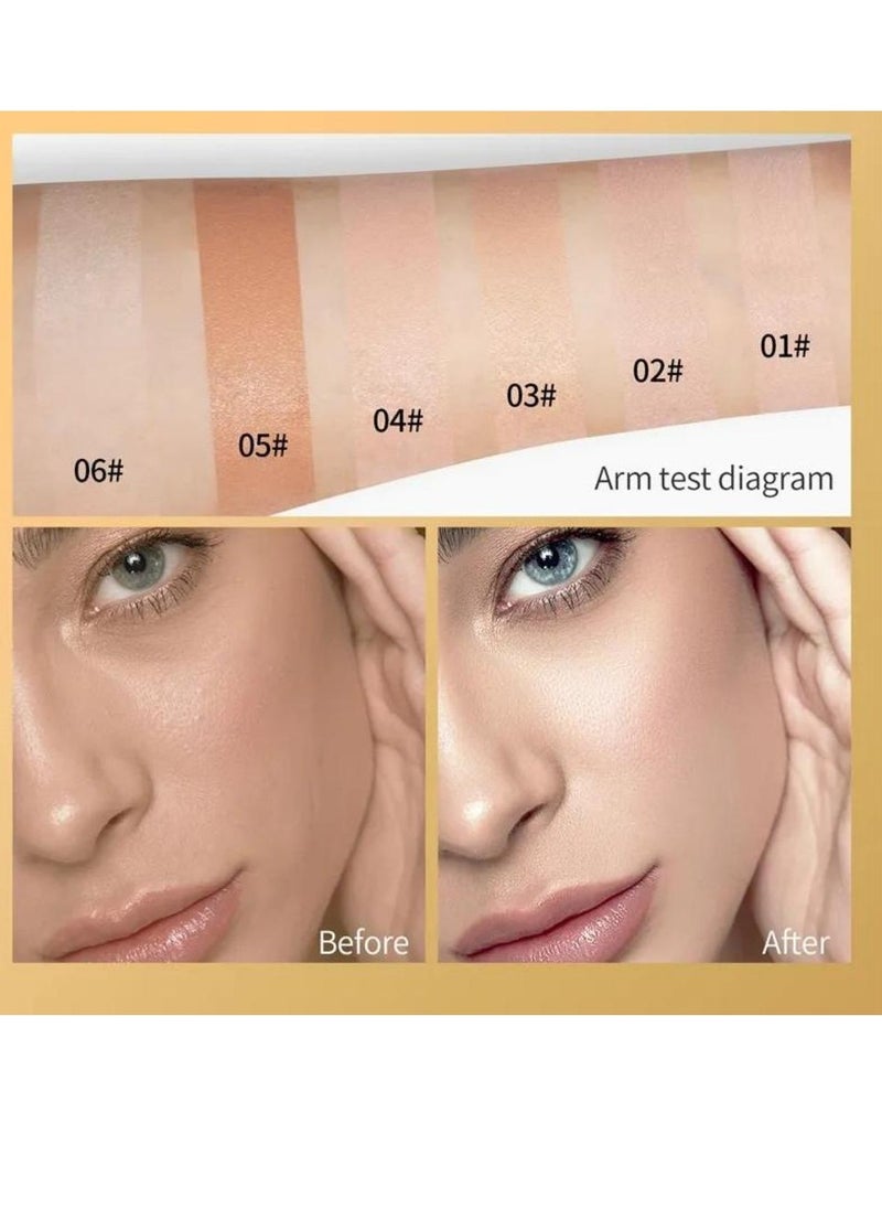 HelloKiss - Concealer Soft Light Matte Foundation Liquid Foundation Makeup Base with Cushion Applicator Natural Lightweight Soft Silky Smooth Creamy Concealer Normal to Oily Skin Instant Age Rewind Eraser 03 - Image 1