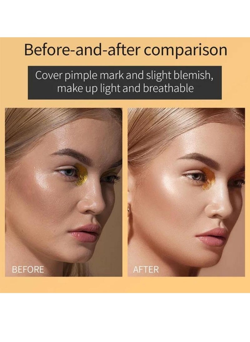 HelloKiss - Concealer Soft Light Matte Foundation Liquid Foundation Makeup Base with Cushion Applicator Natural Lightweight Soft Silky Smooth Creamy Concealer Normal to Oily Skin Instant Age Rewind Eraser 03 - Image 1