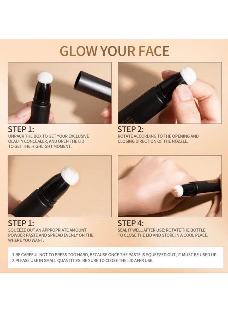 HelloKiss - Concealer Soft Light Matte Foundation Liquid Foundation Makeup Base with Cushion Applicator Natural Lightweight Soft Silky Smooth Creamy Concealer Normal to Oily Skin Instant Age Rewind Eraser 03 - Image 1