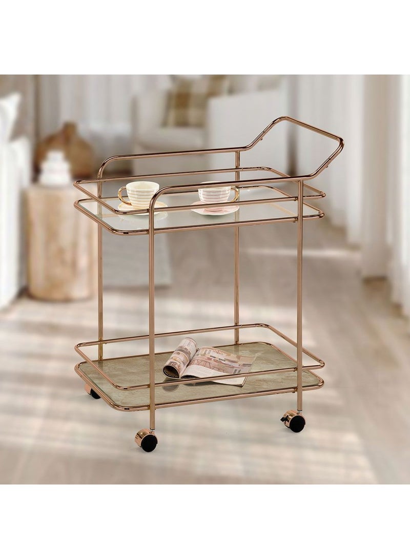 DANUBE HOME عربة تقديم هارتن ذات طبقتين - شامبانيا  - Image 1