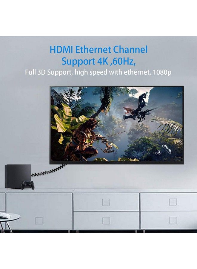 Duttek كابل اتش دي ام اي 4K اتش دي ام اي إلى اتش دي ام اي كابل رقيق للغاية بزاوية يسار موصل اتش دي ام اي ذكر إلى ذكر كابل ممتد ملفوف لتلفاز 3D و 4K الترا اتش دي عصا اتش دي ام اي كابل 2.0 محول تمديد (موسع اتش دي ام اي) (1.2م 4قدم) - Image 5