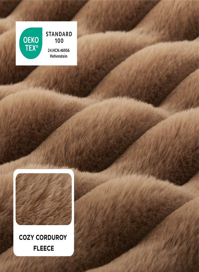 بيد شور سرير Bedsure العظمي للكلاب، كبير الحجم، مقاوم للماء، مصنوع من إسفنج الذاكرة، مزود بجوانب وقاعدة مانعة للانزلاق، وغطاء من إسفنج البيض، أريكة كبيرة للحيوانات الأليفة مع غطاء مخملي قابل للغسل والإزالة، بني اللون - Image 2