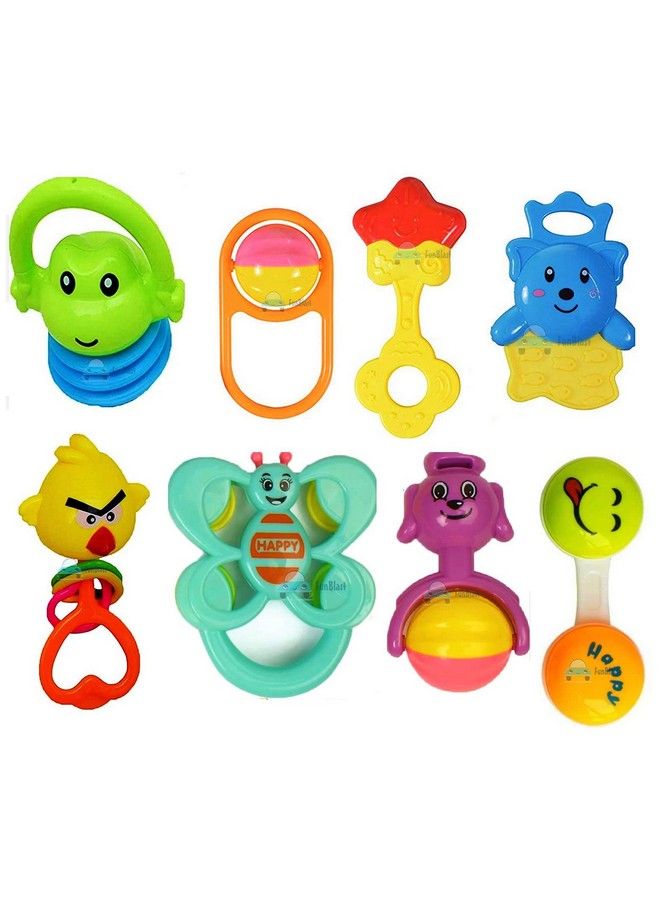 FunBlast Rattles And Teether For Babies Set Of 8 Pcs Colourful Lovely Attractive Rattles And Teether For Babies Toddlers Infants & Children (Multicolor) - Image 2