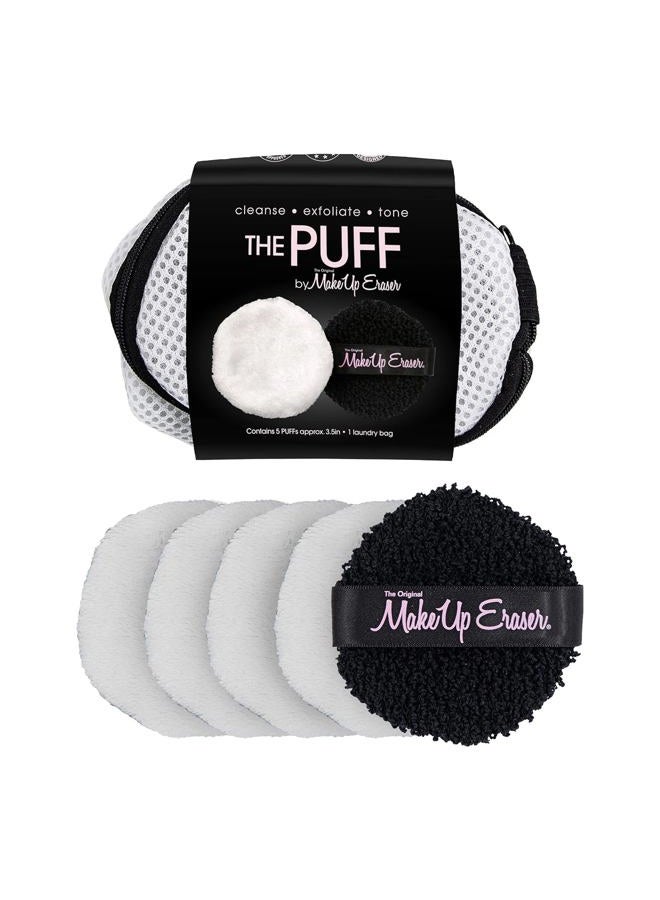 MakeUp Eraser Puff 5pc Set, Reusable and Machine Washable Rounds, Laundry Bag Included,5 Count (Pack of 1) - Image 1