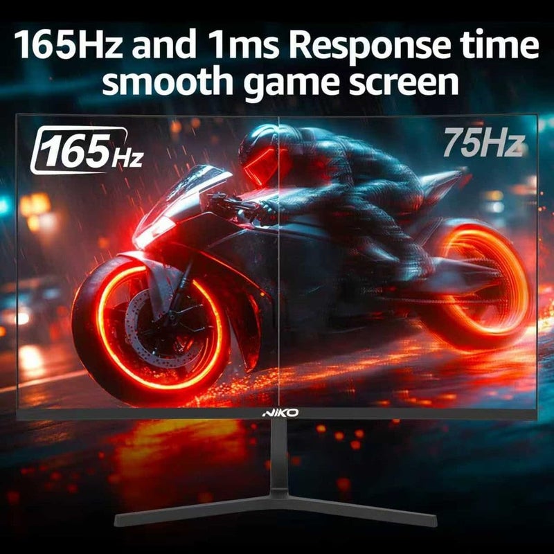 NIKO 27 بوصة شاشة ألعاب منحنية بدقة 2K QHD، 165 هرتز، 1 مللي ثانية، لوحة IPS، 2560×1440، DisplayPort و HDMI، تقنية العناية بالعين، أسود - 27NMSX - Image 3