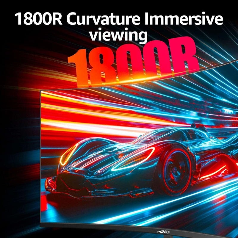 NIKO 27 بوصة شاشة ألعاب منحنية بدقة 2K QHD، 165 هرتز، 1 مللي ثانية، لوحة IPS، 2560×1440، DisplayPort و HDMI، تقنية العناية بالعين، أسود - 27NMSX - Image 2