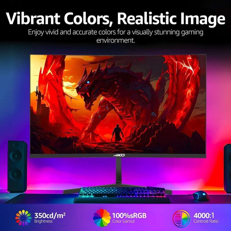 NIKO 27 بوصة شاشة ألعاب منحنية بدقة 2K QHD، 165 هرتز، 1 مللي ثانية، لوحة IPS، 2560×1440، DisplayPort و HDMI، تقنية العناية بالعين، أسود - 27NMSX - Image 5