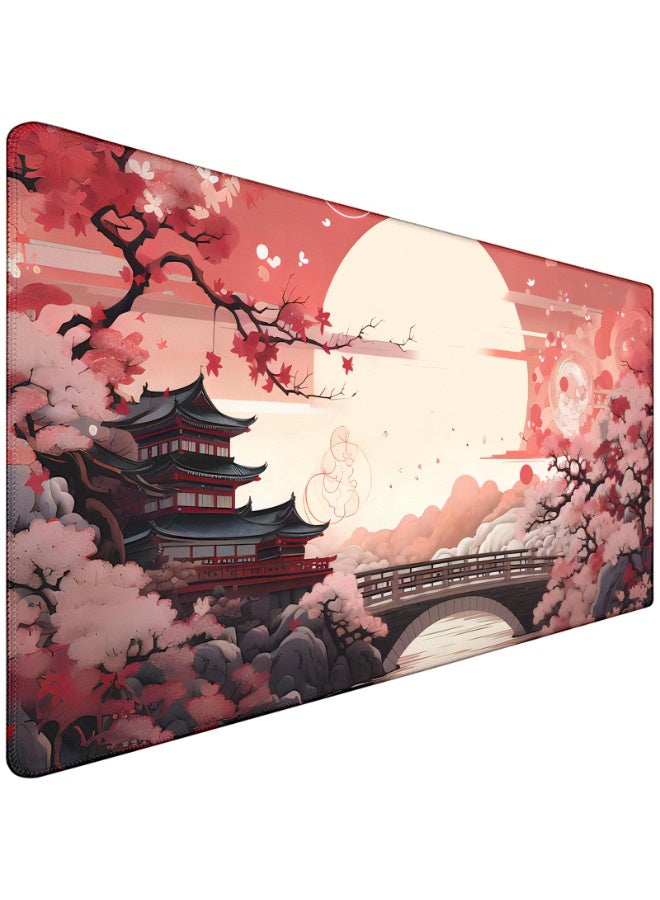 فوميمو سجادة ماوس ألعاب كبيرة بحواف مخيطة، بسطح مقاوم للماء وقاعدة مطاطية ثابتة لمكتب المنزل والالعاب، 80 × 30 سم ( برتقالي محمر) - Image 1