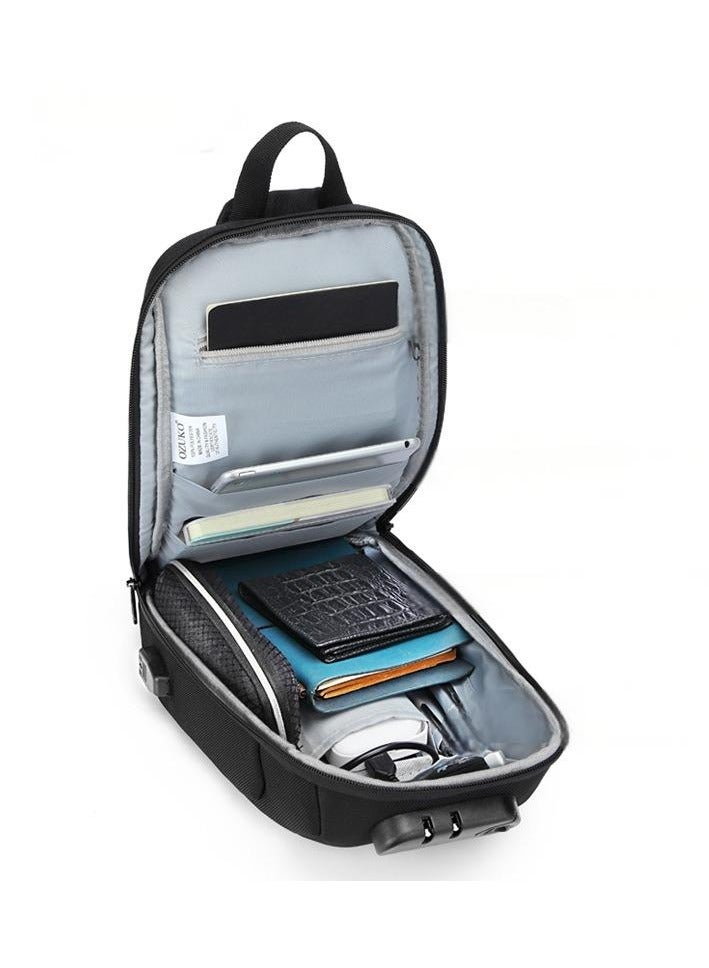 أوزوكو الرجال مقاومة للماء في الهواء الطلق محمولة متعددة الوظائف كروسبودي كيس مع USB ميناء كروسبودي كيس ، الرجال تكتيكي حقيبة الصدر - Image 2