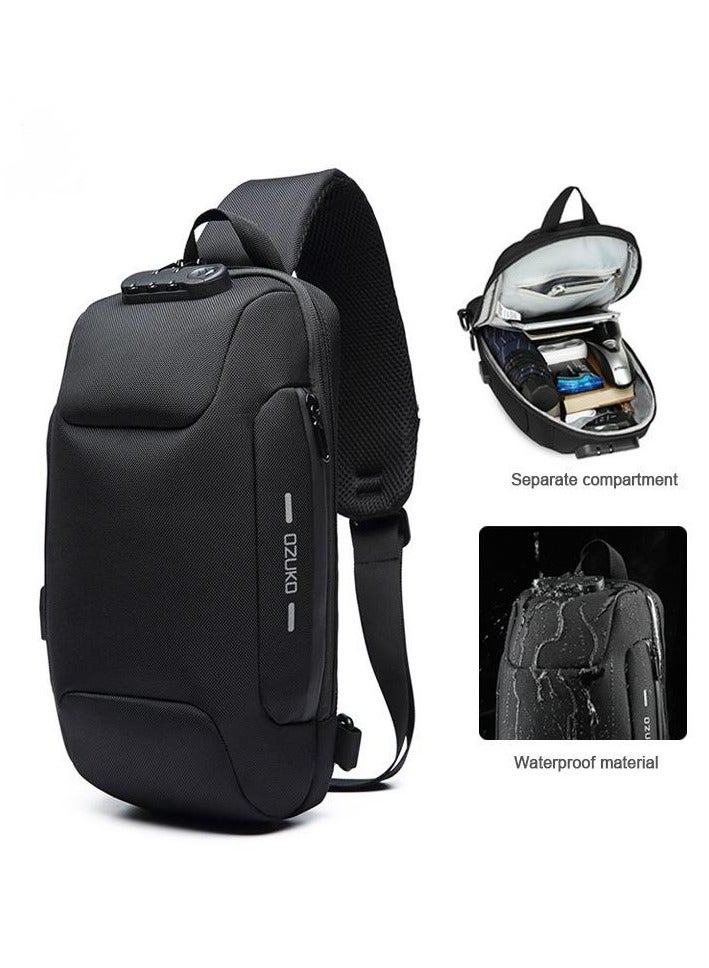 أوزوكو الرجال مقاومة للماء في الهواء الطلق محمولة متعددة الوظائف كروسبودي كيس مع USB ميناء كروسبودي كيس ، الرجال تكتيكي حقيبة الصدر - Image 3