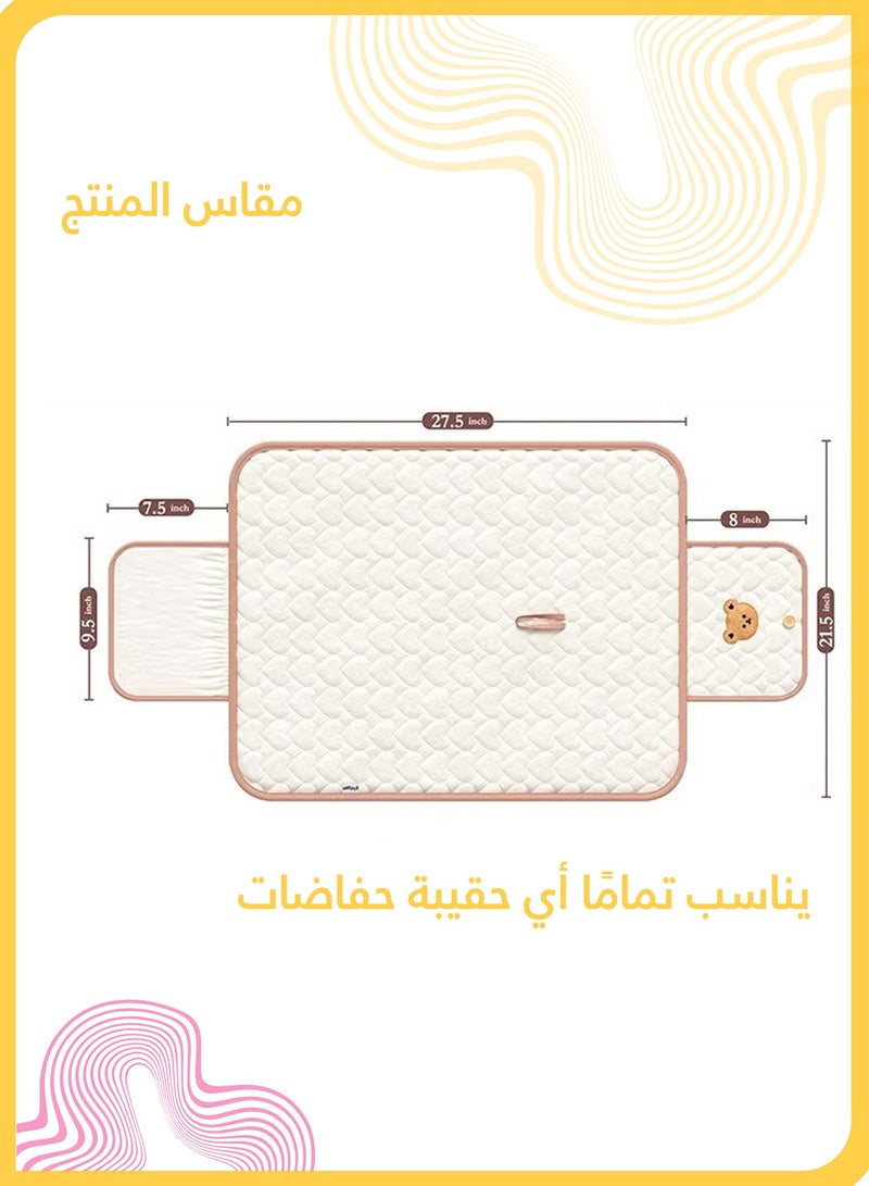 She&Little Foldable Waterproof Diaper Changing Pad, Portable Baby Changing Mat, Bear Pattern Soft Padded Design, Travel Essential, For Newborns to 36 Months (White) - Image 4