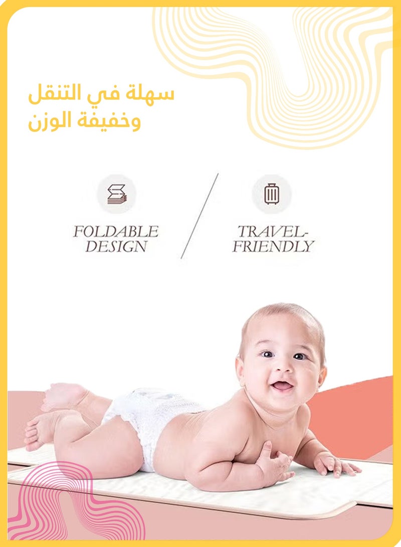 She&Little Foldable Waterproof Diaper Changing Pad, Portable Baby Changing Mat, Bear Pattern Soft Padded Design, Travel Essential, For Newborns to 36 Months (White) - Image 3