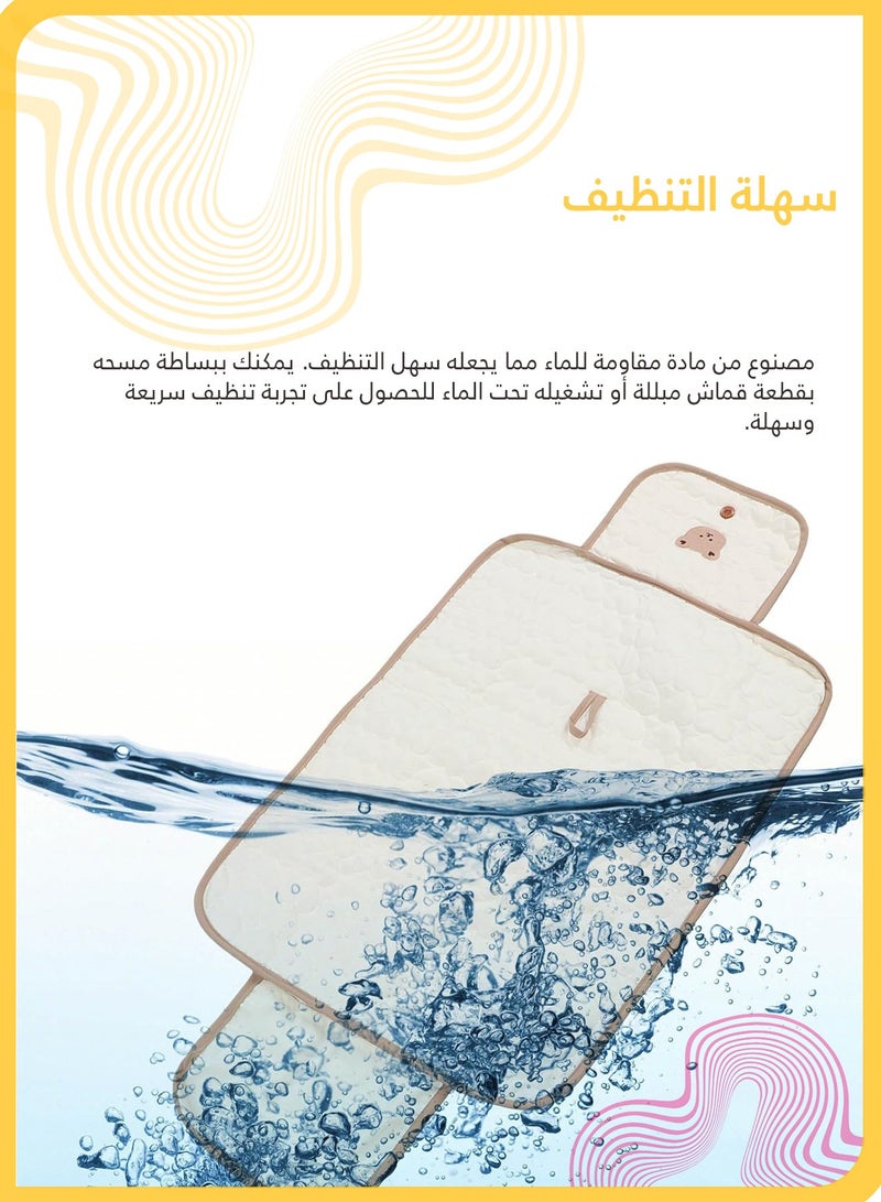 She&Little Foldable Waterproof Diaper Changing Pad, Portable Baby Changing Mat, Bear Pattern Soft Padded Design, Travel Essential, For Newborns to 36 Months (White) - Image 5