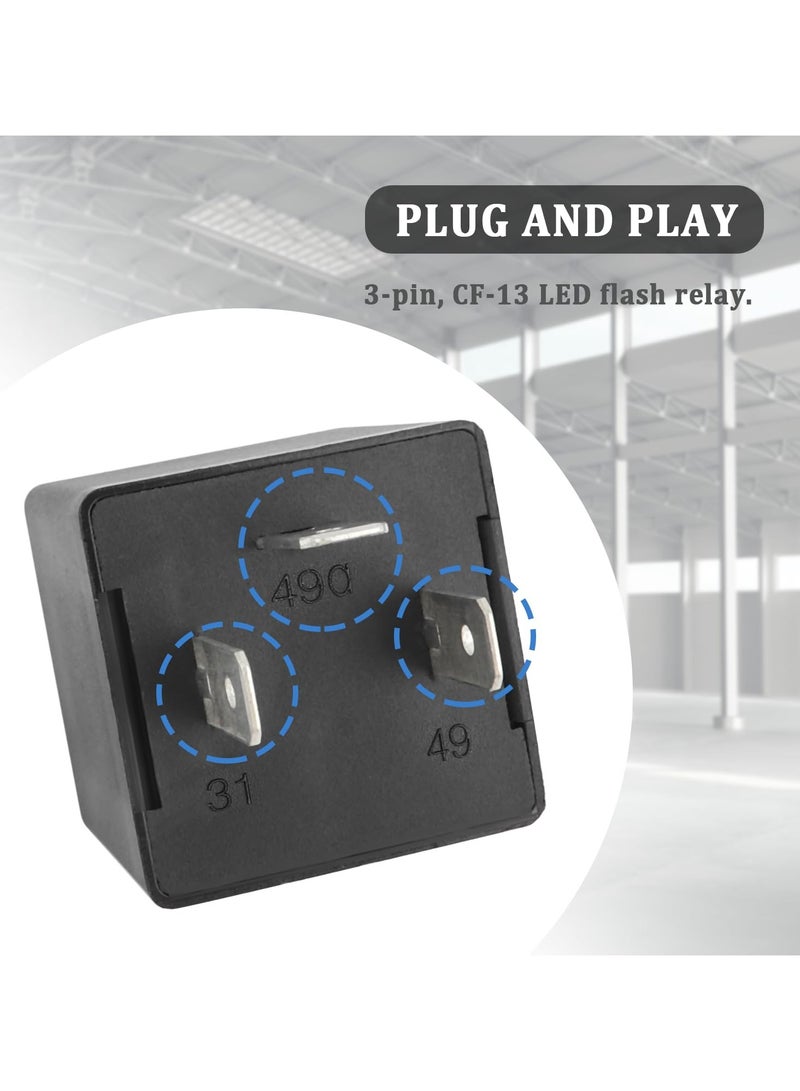 Zikra Flasher Relay, CF-13 LED, 3-Pin Adjustable LED Blinker Relay Car Accessories, Universal 12V Flasher Relay for LED Turn Signal Light, Fixing Hyper Blink Flash, Fits Car SUV Motorcycle (2PCS） - Image 5