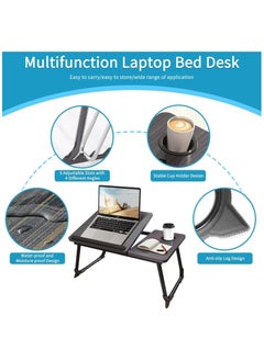 Vparty Foldable Laptop Desk (14.2 Inch) with Tablet/Notebook and Cup Holder – 5 Adjustable Slots with 2 Angle Settings, Anti-Slip Legs, Waterproof & Moisture-Proof Surface – Multipurpose Table for Bed, Sofa, or Couch  - Image 3