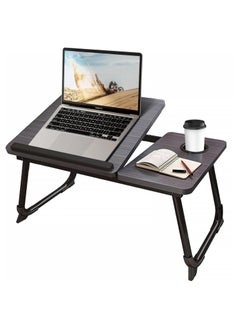 Vparty Foldable Laptop Desk (14.2 Inch) with Tablet/Notebook and Cup Holder – 5 Adjustable Slots with 2 Angle Settings, Anti-Slip Legs, Waterproof & Moisture-Proof Surface – Multipurpose Table for Bed, Sofa, or Couch  - Image 1
