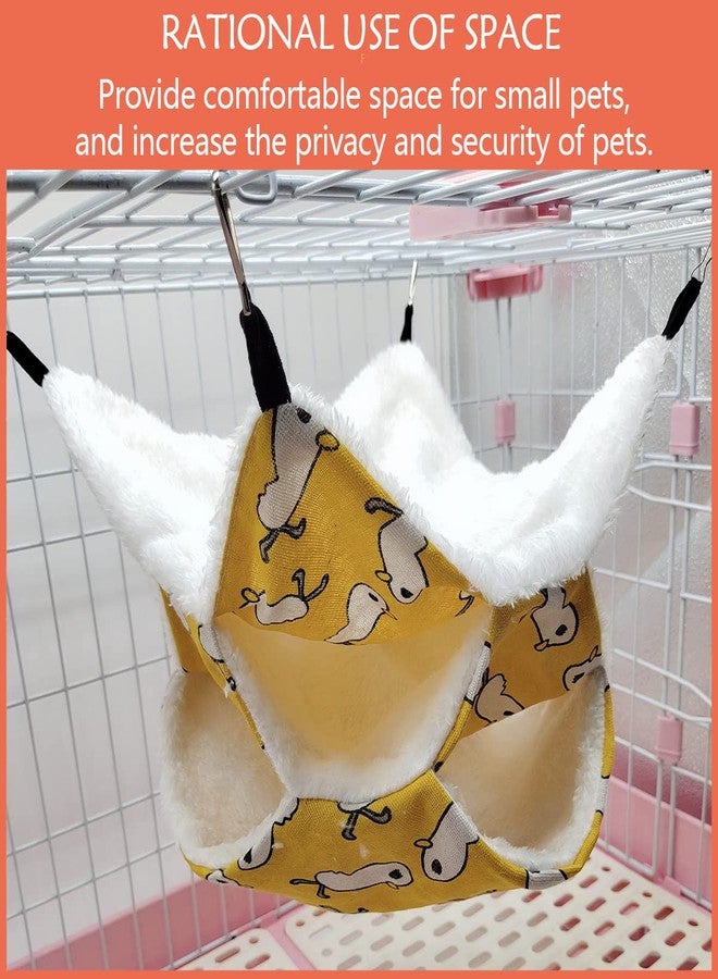 LEFTSTARER Triple-Layer Sugar Glider Hammock, Small Pet Cage Hammock, Sugar Glider Cage Accessories Hamster Bedding Small Animals Bed for Chinchilla Parrot Ferrets Rat Playing Sleeping (Yellow Duck) - Image 2