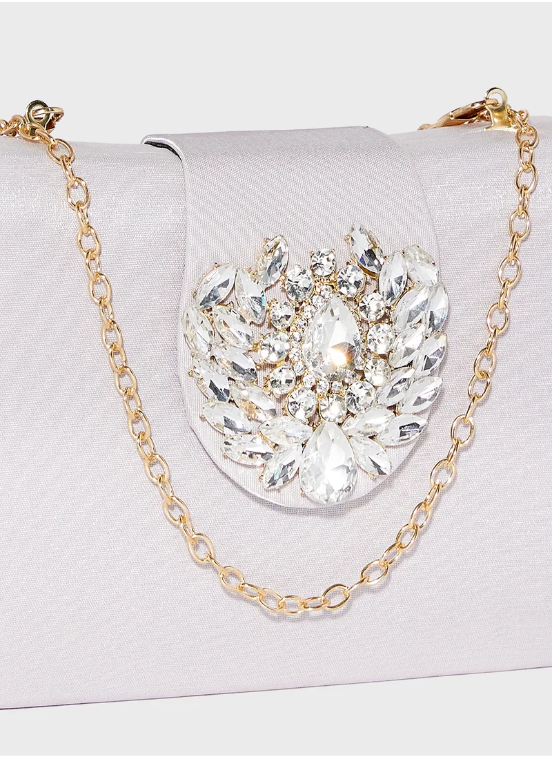 Khizana Rhinestone Detail Clutch Bag