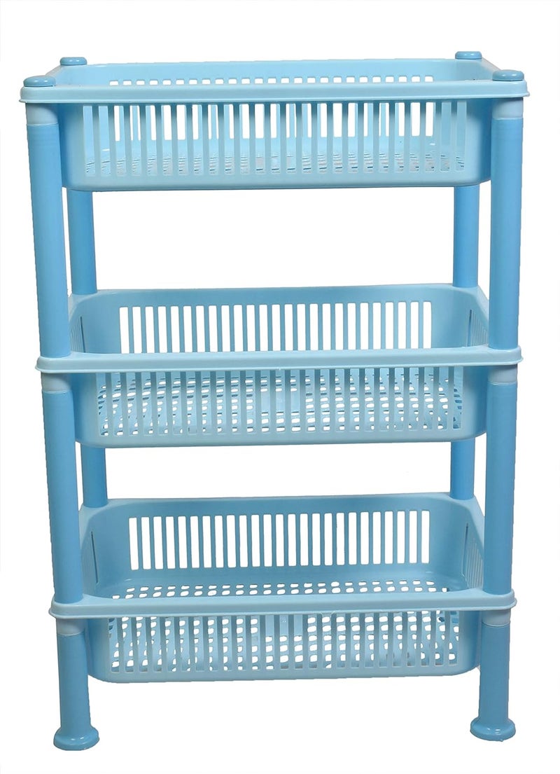 mastBus Plastic Vegetable Stand for Kitchen Fruit Sabji Multipurpose 3 Rack Large Light Blue 1 Piece - Image 2