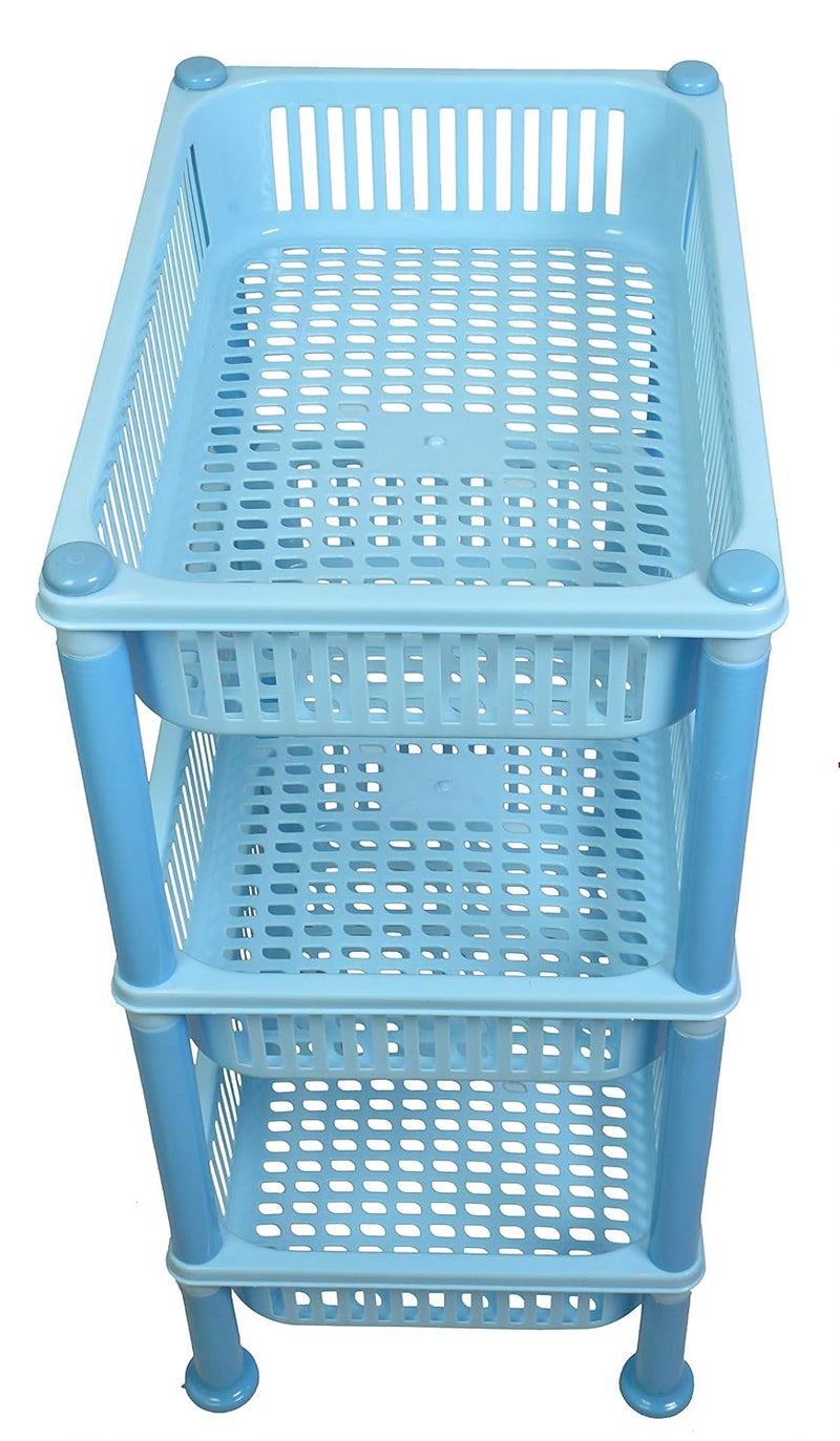 mastBus Plastic Vegetable Stand for Kitchen Fruit Sabji Multipurpose 3 Rack Large Light Blue 1 Piece - Image 4