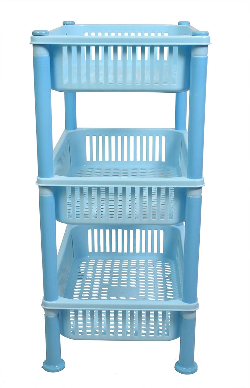 mastBus Plastic Vegetable Stand for Kitchen Fruit Sabji Multipurpose 3 Rack Large Light Blue 1 Piece - Image 5