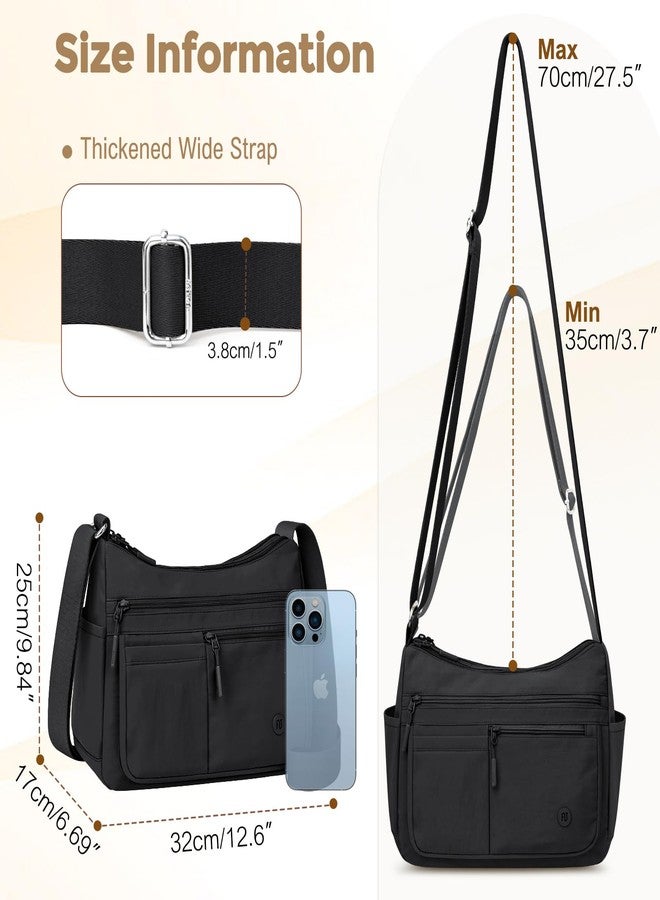 BKNOOU Nylon Crossbody Bags for Women Medium Lightweight Ladies Travel Purse Multi Pocket Pocketbooks Shoulder Handbag - Image 4