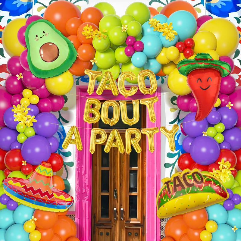 Amandir 169Pcs Mexican Fiesta Party Decorations, Fiesta Balloon Garland Arch Kit Cactus Chili Avocado Mexican Themed Balloons for Cinco De Mayo Carnival Birthday Party Taco Bout Decoration - Image 4