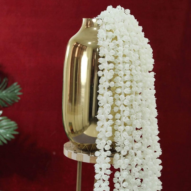 CREYENTES Artificial Jasmine Mogra Flower String, Size 5 Feet (2 pcs) for Home/Office Decoration, Flower Garland,Backdrop, Wedding Decor, Diwali, Party,Toran for Door Latkan(Mogra_Ladi_2pcs) - Image 2