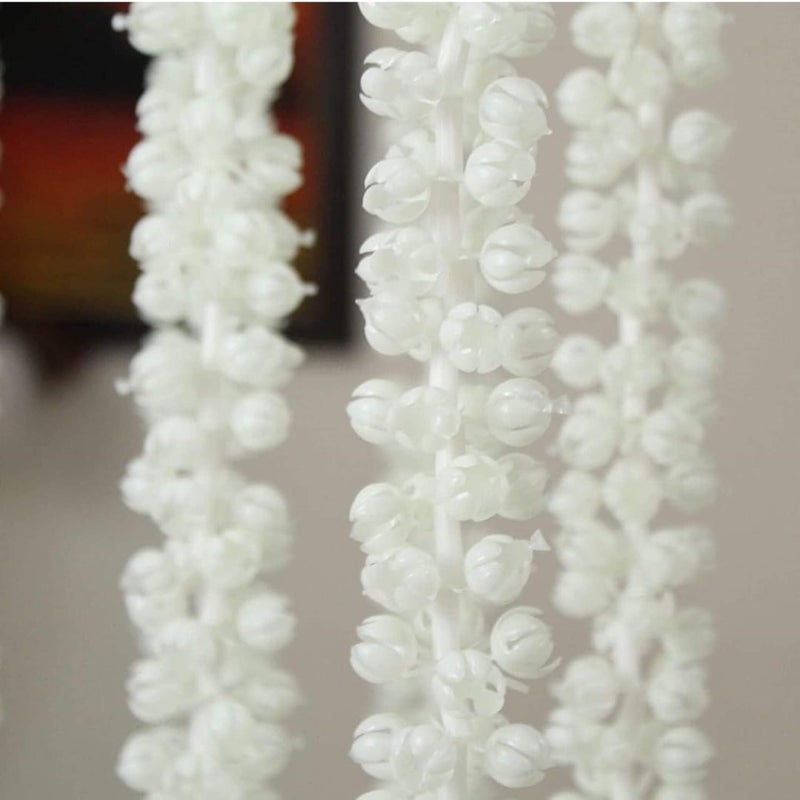 CREYENTES Artificial Jasmine Mogra Flower String, Size 5 Feet (2 pcs) for Home/Office Decoration, Flower Garland,Backdrop, Wedding Decor, Diwali, Party,Toran for Door Latkan(Mogra_Ladi_2pcs) - Image 1