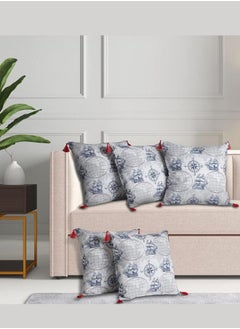 Wakefit Wakefit 100% Cotton Cushion Cover, Cushion Cover 16 inch x 16 inch, Printed Throw Pillowcases (Nautical, Set of 5)  - Image 1