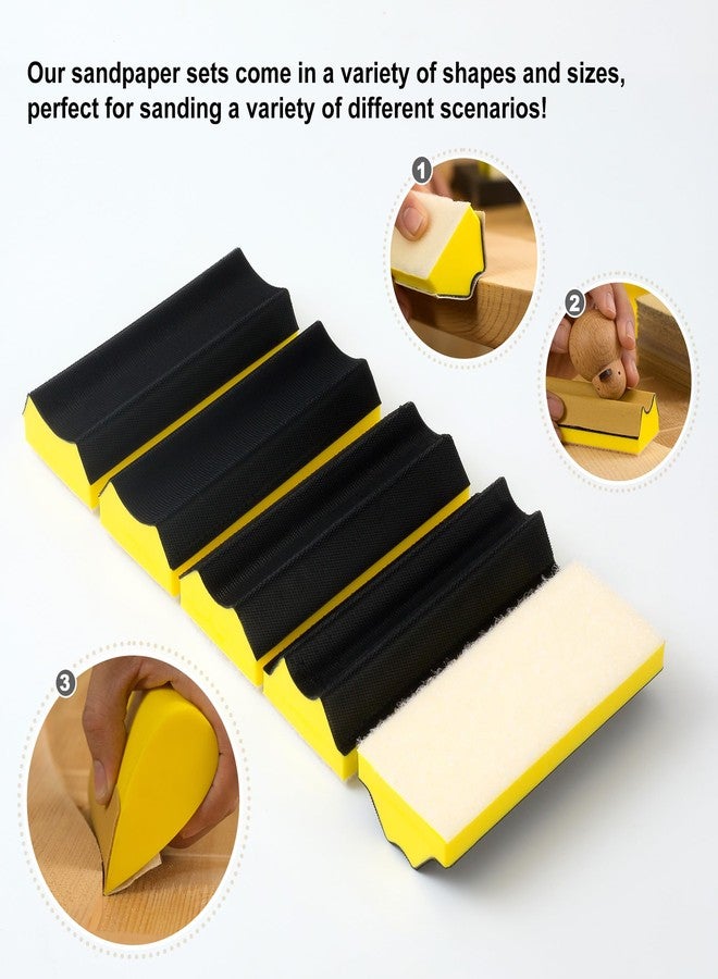 Shawya 56 PCS Hand Sanding Block Set -16 PCS Contoured Profile Sander Block + 40 Sheet Sandpaper Kit Interchangeable Assorted Convex & Concave Shapes - Sand Wood Woodworking Furniture, Auto Paint - Image 4