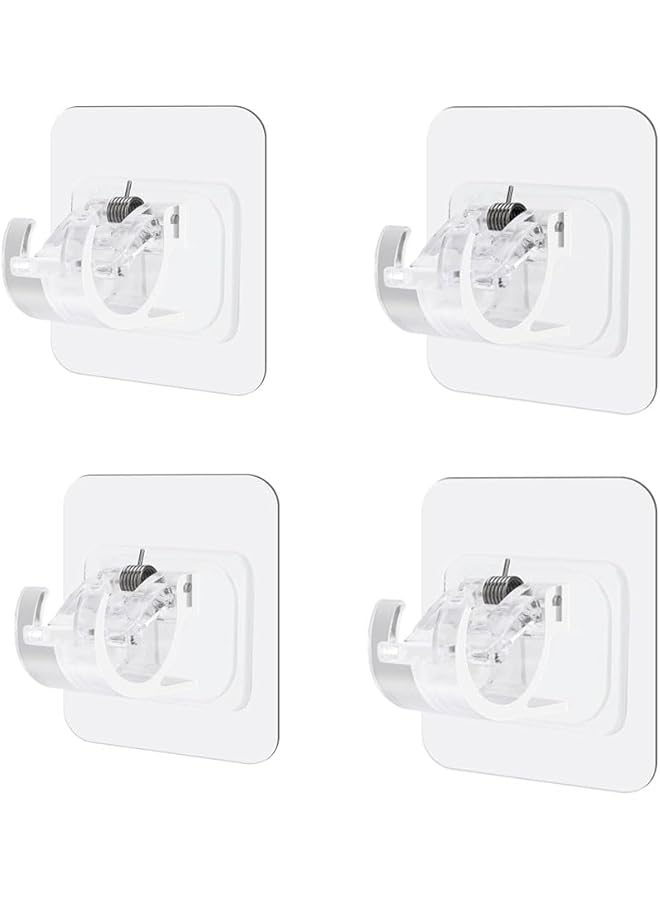 erorex 4pcs Self Adhesive Curtain Rod Brackets Transparent, No Drilling Curtain Rod Holder Hooks, Clear Plastic Adjustable Curtain Rod Hooks Curtain Hangers for Home Bathroom, Bedroom  - Image 1