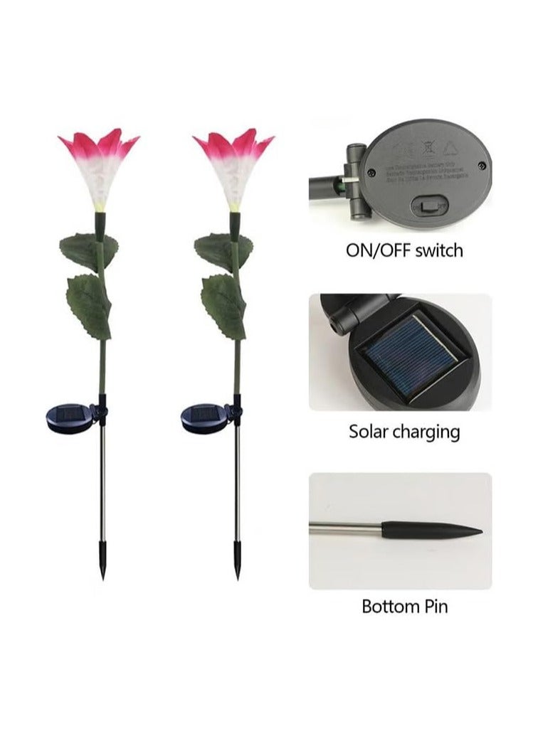 BLOOMING TIME Waterproof Outdoor Solar Lights, Auto On/Off, Decorative Solar Stake Lights for Yard Patio Pathway Landscape(2‑Pack) - Image 2