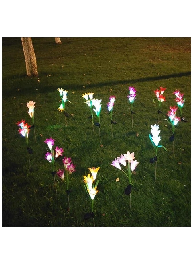 BLOOMING TIME Waterproof Outdoor Solar Lights, Auto On/Off, Decorative Solar Stake Lights for Yard Patio Pathway Landscape(2‑Pack) - Image 4