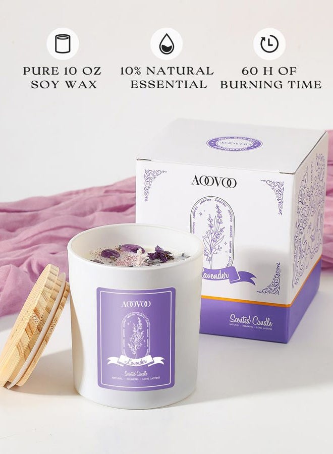 AOOVOO Lavender Scented Candles for Women - Aromatherapy Candle with Crystals Inside, 10oz Soy Candles for Home Scented, Birthday Gifts Mothers Day Candle for Women Mom - Image 2