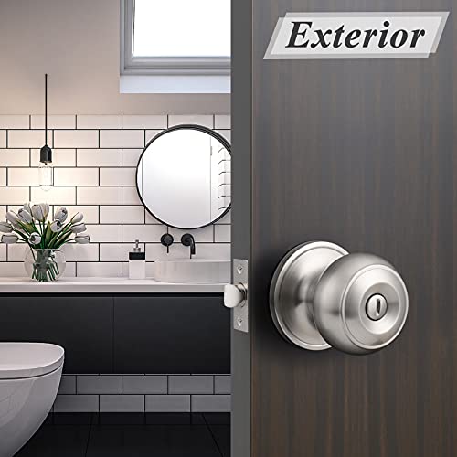 Probrico Privacy Door Knobs Brushed Nickel Finish, Interior Keyless Door Knobs Locks for Bedroom or Bathroom, 8 Pack - Image 5